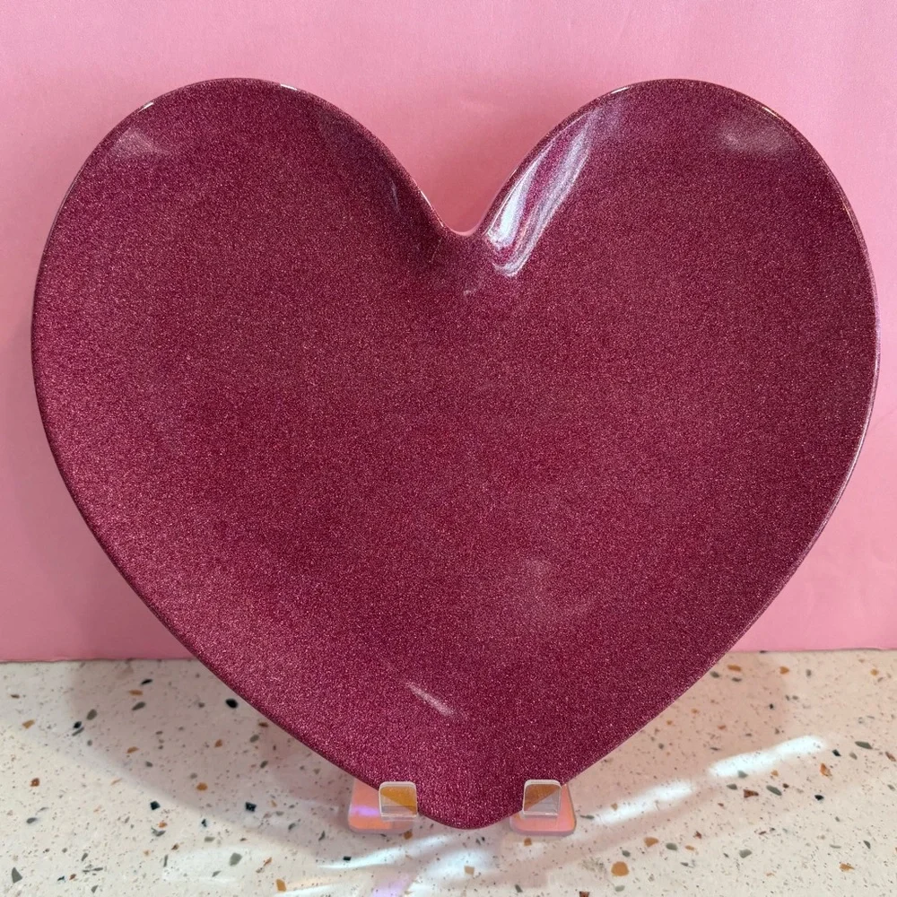 Vintage 2010 Target Pink‎ Glitter Heart-Shaped Melamine Plate